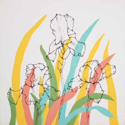 Gemälde Iris dans les champs von Duro Maria | Gemälde Figurativ Acryl Minimalistisch, Natur, Stillleben
