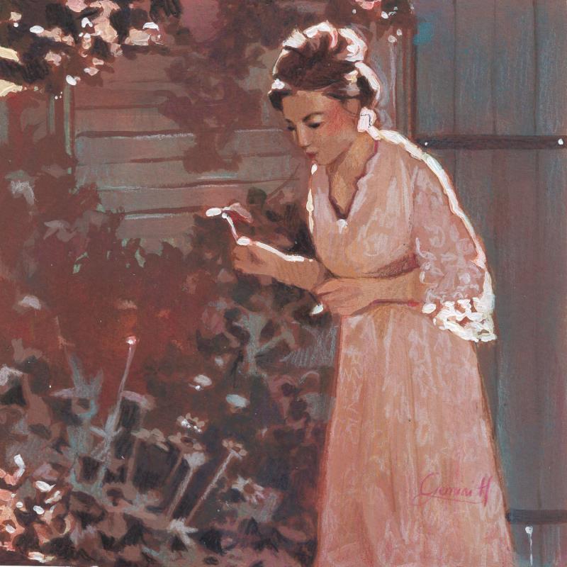 Gemälde Caresse matinale von Gemini. H  | Gemälde Realismus Acryl, Öl Alltagsszenen, Natur