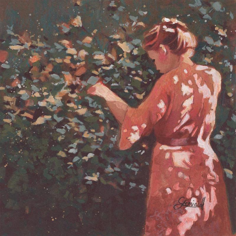 Gemälde Grande timide von Gemini. H  | Gemälde Realismus Acryl, Öl Alltagsszenen, Natur, Porträt