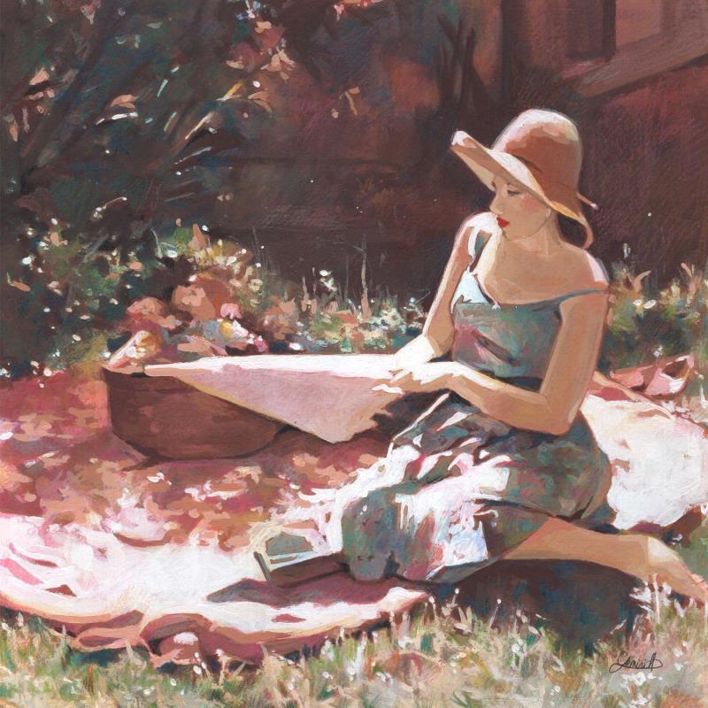 Gemälde Pause au jardin von Gemini. H  | Gemälde Realismus Acryl, Öl Alltagsszenen, Natur