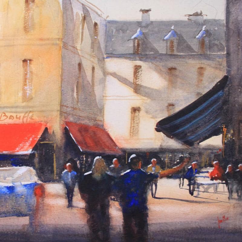 Painting Atwerpen by Min Jan | Painting Figurative Watercolor Urban