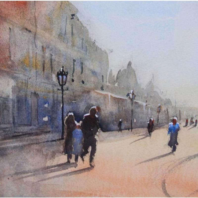 Painting Amsterdam 2 by Min Jan | Painting Figurative Watercolor Urban