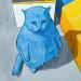 Gemälde BlueKat.02 von ZIM | Gemälde Figurativ Porträt Alltagsszenen Tiere Acryl