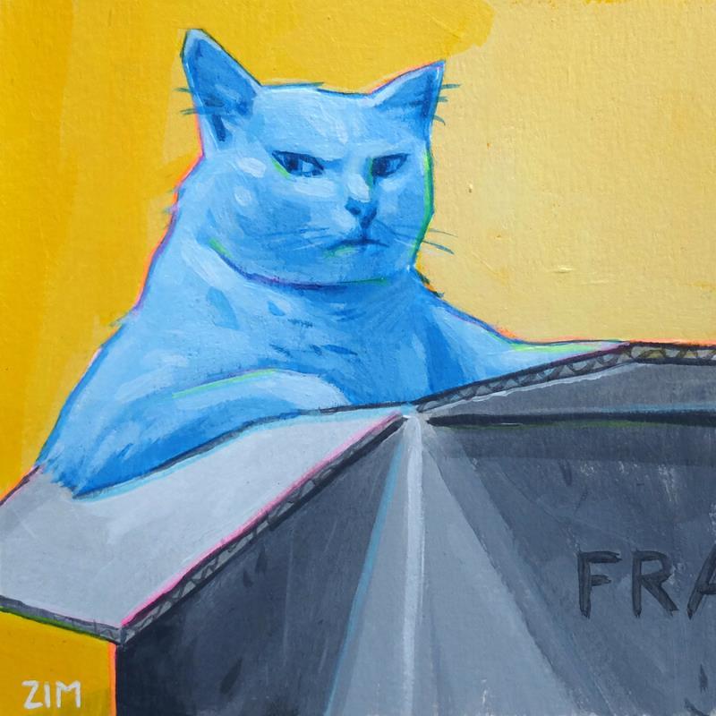 Gemälde BlueKat.05 von ZIM | Gemälde Figurativ Porträt Alltagsszenen Tiere Acryl