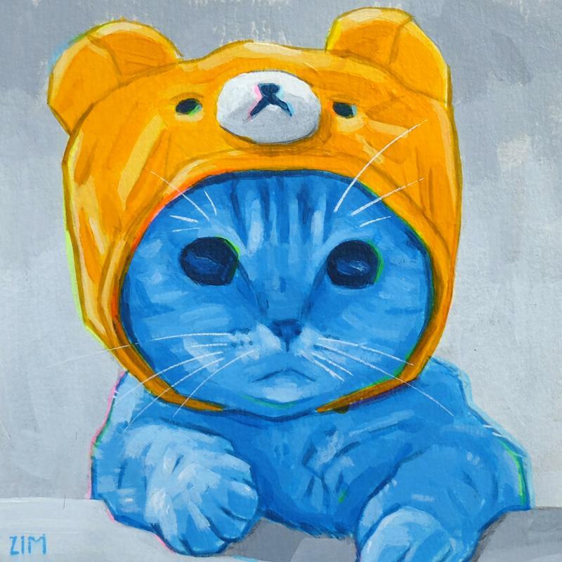 Painting BlueKat.06 by ZIM | Painting Figurative Acrylic Animals, Life style, Portrait
