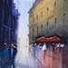 Painting Happy hour in centre 2 by Min Jan | Painting Figurative Watercolor Urban