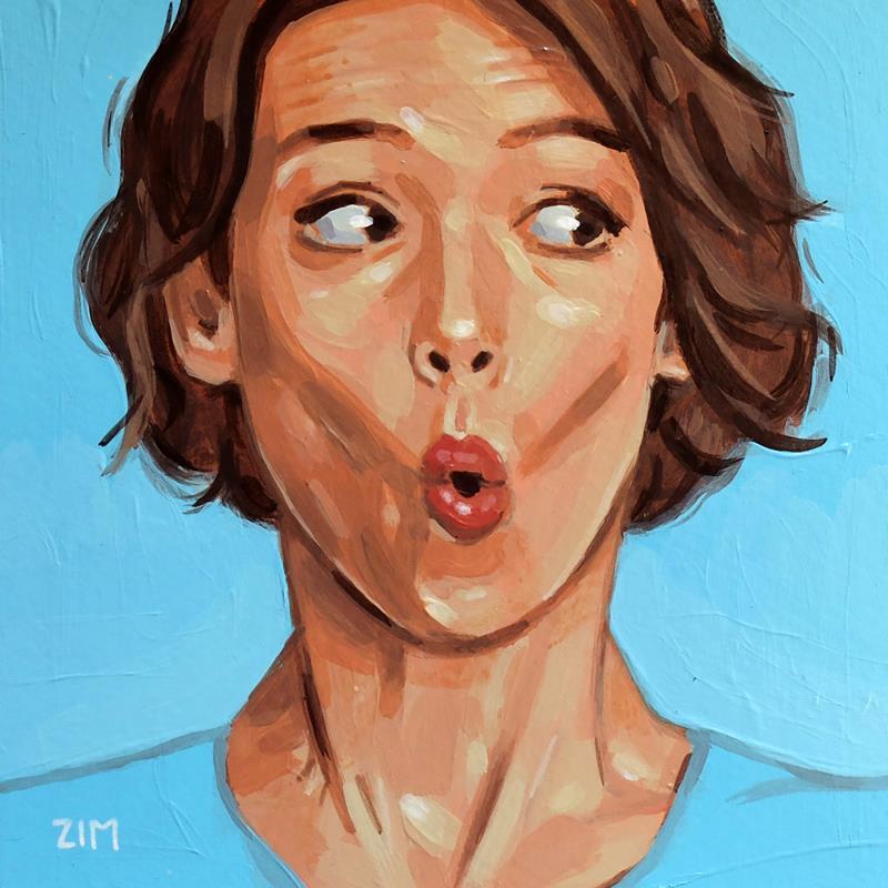 Painting Blue portrait by ZIM | Painting Figurative Portrait Society Acrylic
