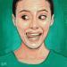 Painting Green portrait by ZIM | Painting Figurative Portrait Society Life style Acrylic