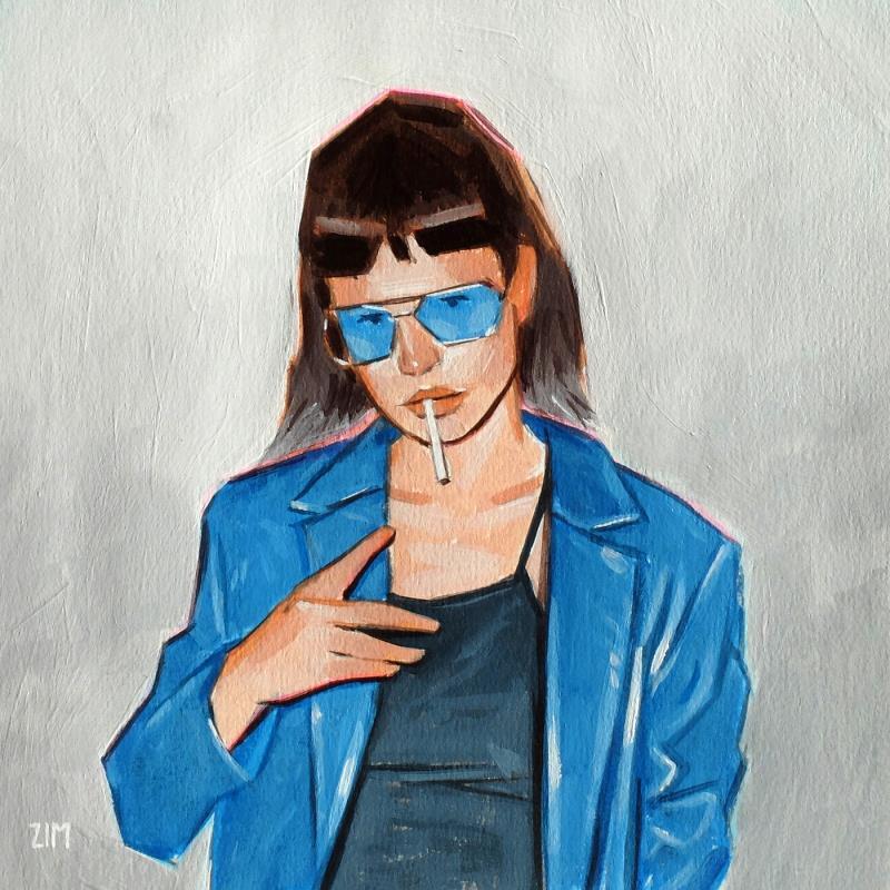 Painting Woman in blue 6 by ZIM | Painting Figurative Acrylic Life style, Pop icons, Portrait, Society