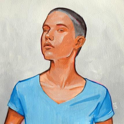 Peinture Woman in blue 8 par ZIM | Tableau Figuratif Acrylique Portraits, Scènes de vie, Société