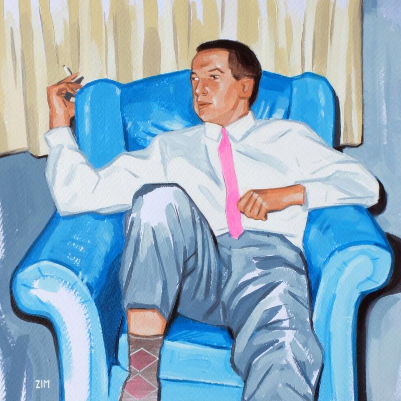 Painting Pink tie by ZIM | Painting Figurative Acrylic Life style, Portrait, Society