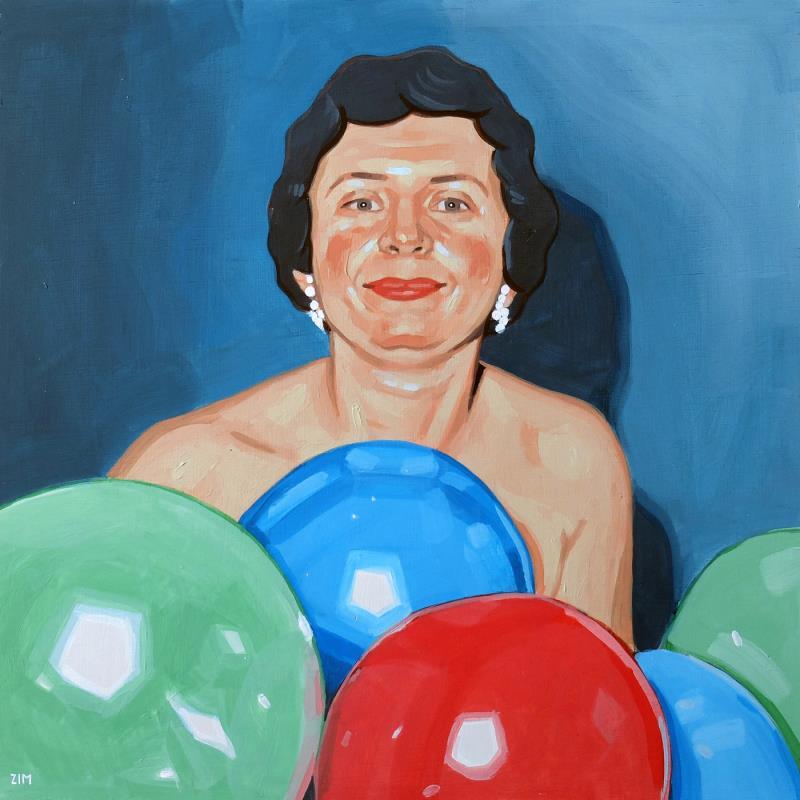 Peinture Balloons party par ZIM | Tableau Figuratif Portraits Société Scènes de vie Acrylique