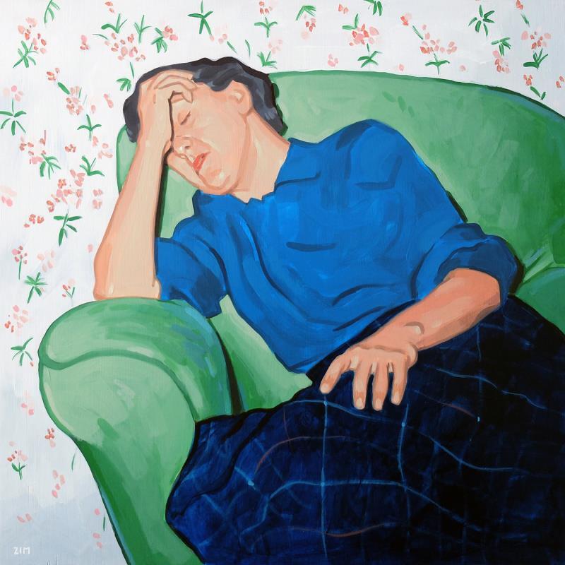 Peinture I'm so tired par ZIM | Tableau Figuratif Portraits Société Scènes de vie Acrylique