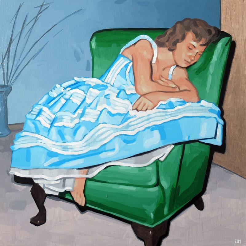 Painting Sleeping beauty by ZIM | Painting Figurative Acrylic Life style, Portrait, Society