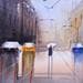 Gemälde Rainy walk von Min Jan | Gemälde Figurativ Urban Aquarell