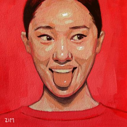 Painting Red portrait by ZIM | Painting Figurative Acrylic Life style, Portrait, Society