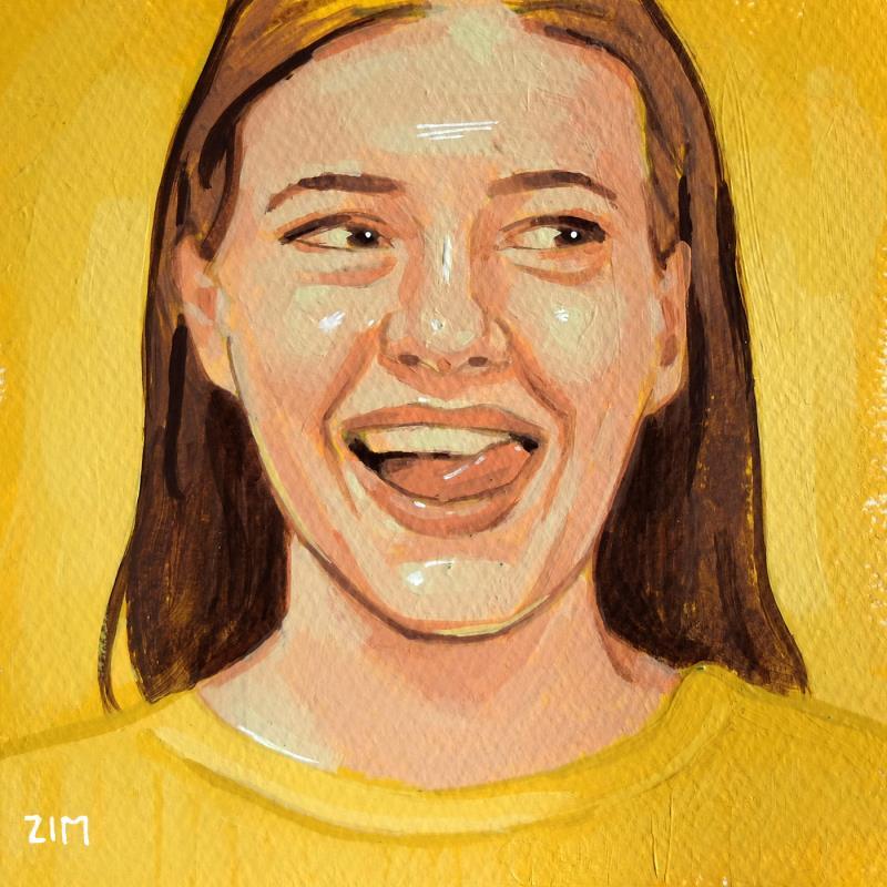 Gemälde Yellow portrait von ZIM | Gemälde Figurativ Porträt Gesellschaft Alltagsszenen Acryl