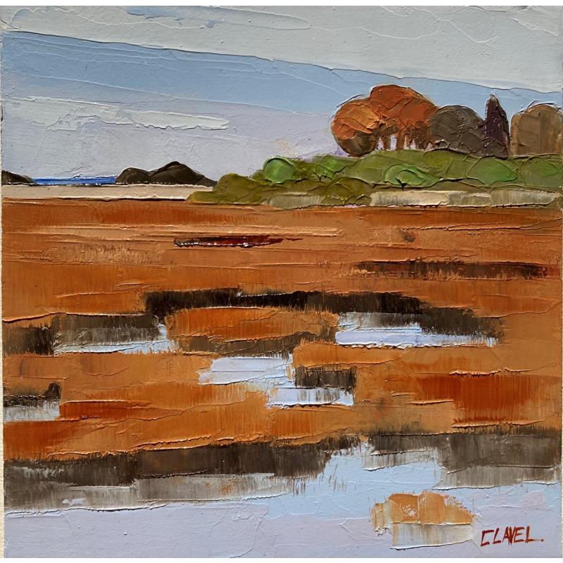 Peinture Au loin la mer par Clavel Pier-Marion | Tableau Impressionnisme Huile Paysages