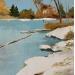 Painting Hiver sur le fleuve  by Clavel Pier-Marion | Painting Impressionism Landscapes Oil