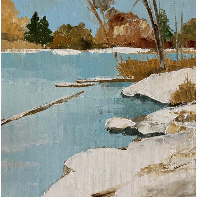 Painting Hiver sur le fleuve  by Clavel Pier-Marion | Painting Impressionism Oil Landscapes