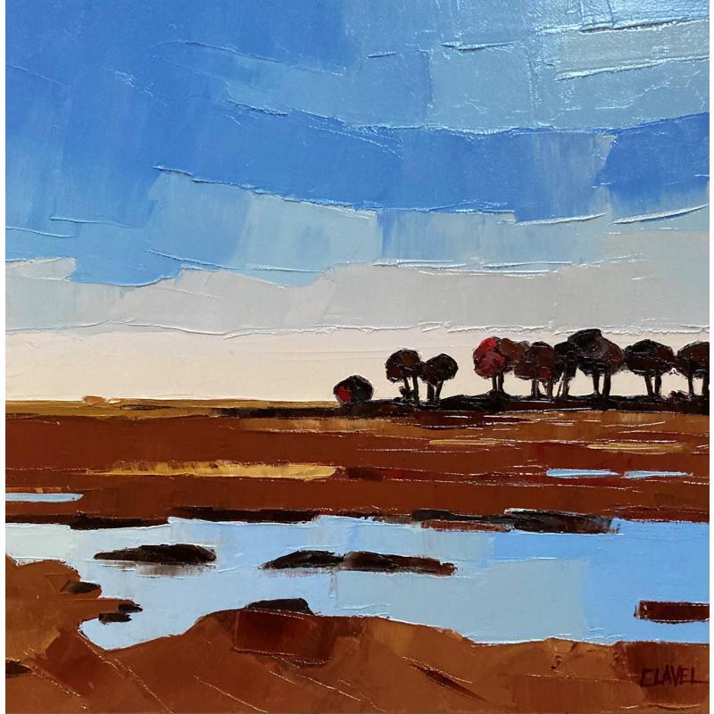 Peinture Soir sur les étangs par Clavel Pier-Marion | Tableau Impressionnisme Huile Paysages