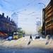 Gemälde City walk von Min Jan | Gemälde Figurativ Urban Aquarell