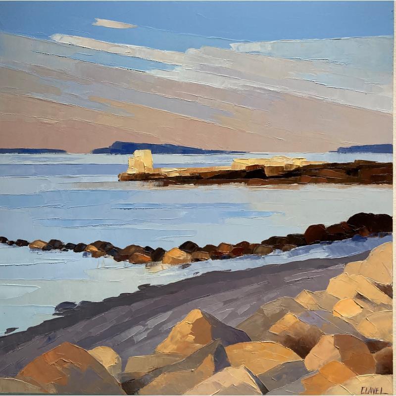 Peinture Soir sur la mer par Clavel Pier-Marion | Tableau Impressionnisme Paysages