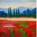 Painting La plaine aux coquelicots  by Clavel Pier-Marion | Painting Impressionism Landscapes Oil