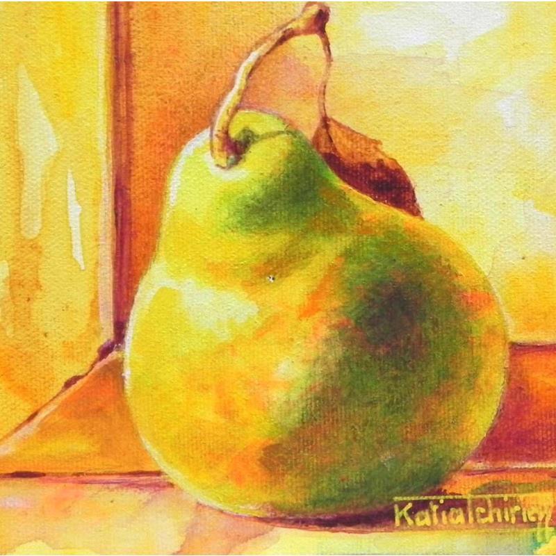 Painting Une poire dorée  by Tchirieff Katia | Painting Realism Still-life Acrylic
