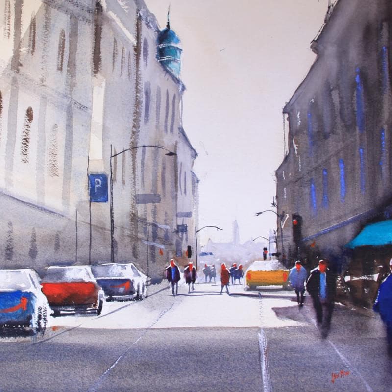 Painting Amsterdam by Min Jan | Painting Figurative Watercolor Urban