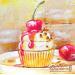 Painting Un muffin aux cerises   by Tchirieff Katia | Painting Realism Still-life Acrylic