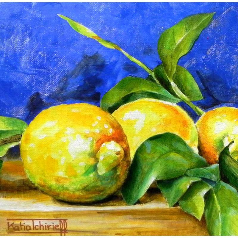 Painting Citrons en Provence by Tchirieff Katia | Painting Realism Still-life Acrylic