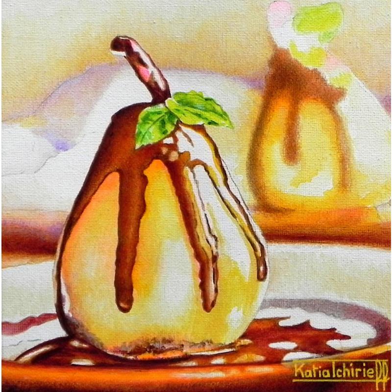 Peinture Délicieuse poire au chocolat par Tchirieff Katia | Tableau Réalisme Natures mortes Acrylique