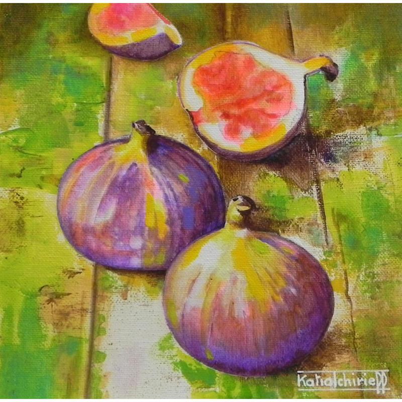 Painting Figues fraiches by Tchirieff Katia | Painting Realism Acrylic Pop icons, Still-life