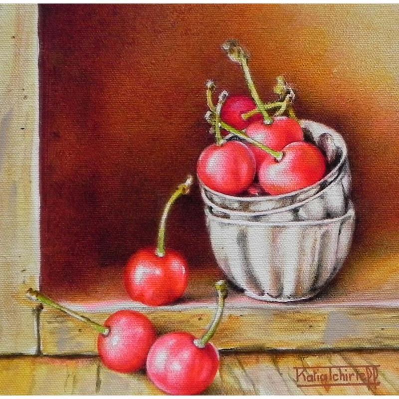 Painting Des cerises?... Petits gateaux! by Tchirieff Katia | Painting Realism Acrylic Pop icons, Still-life