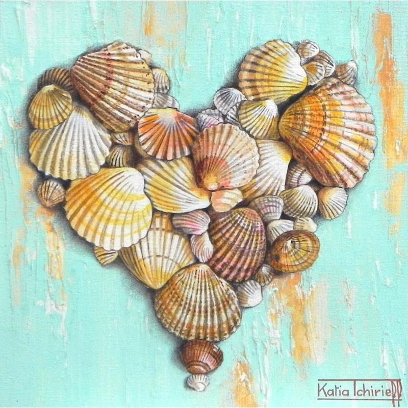 Peinture Coeur de coquillages par Tchirieff Katia | Tableau Réalisme Natures mortes Acrylique
