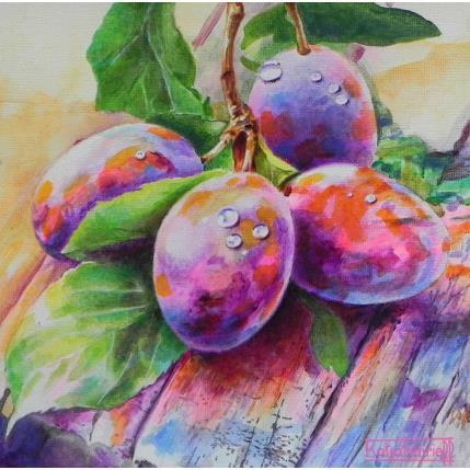 Painting Cueillette de quetches... by Tchirieff Katia | Painting Realism Acrylic Still-life
