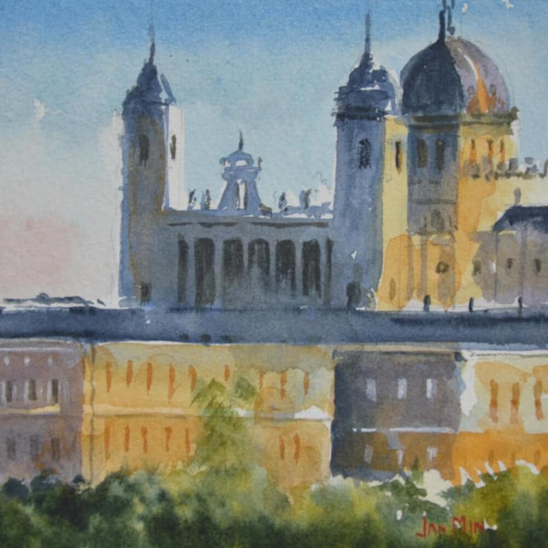 Painting Madrid 1 by Min Jan | Painting Figurative Watercolor Urban
