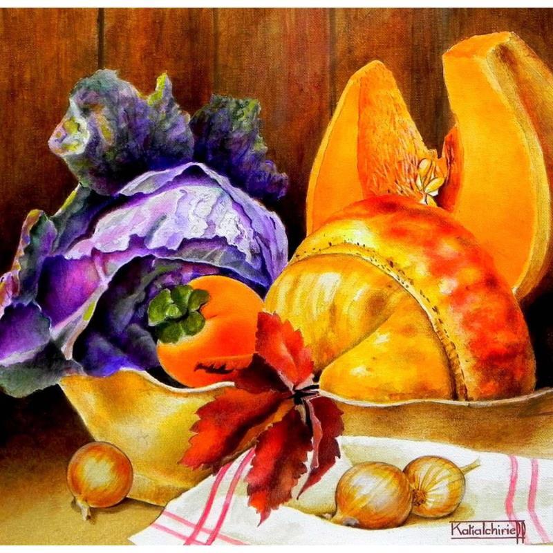 Peinture Légumes d'automne par Tchirieff Katia | Tableau Réalisme Natures mortes Acrylique