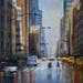 Gemälde New York ,yellow cabs von Min Jan | Gemälde Figurativ Urban Aquarell