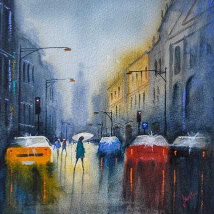 Painting New York by Min Jan | Painting Figurative Watercolor Urban