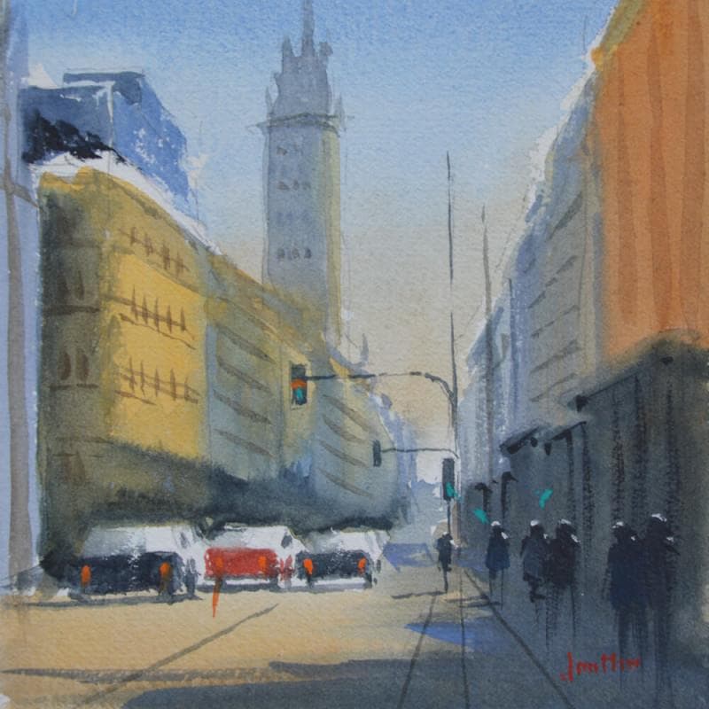 Painting Madrid 4 by Min Jan | Painting Figurative Watercolor Urban