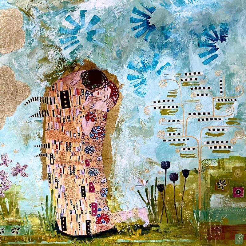 Painting Une histoire d'amour by Romanelli Karine | Painting Figurative Gluing Life style