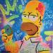 Gemälde Homer  von Kedarone | Gemälde Pop-Art Pop-Ikonen Graffiti Posca