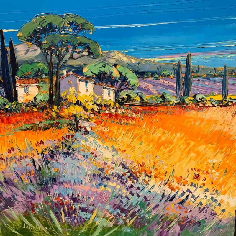Painting L'été en Provence by Corbière Liisa | Painting Figurative Landscapes Oil