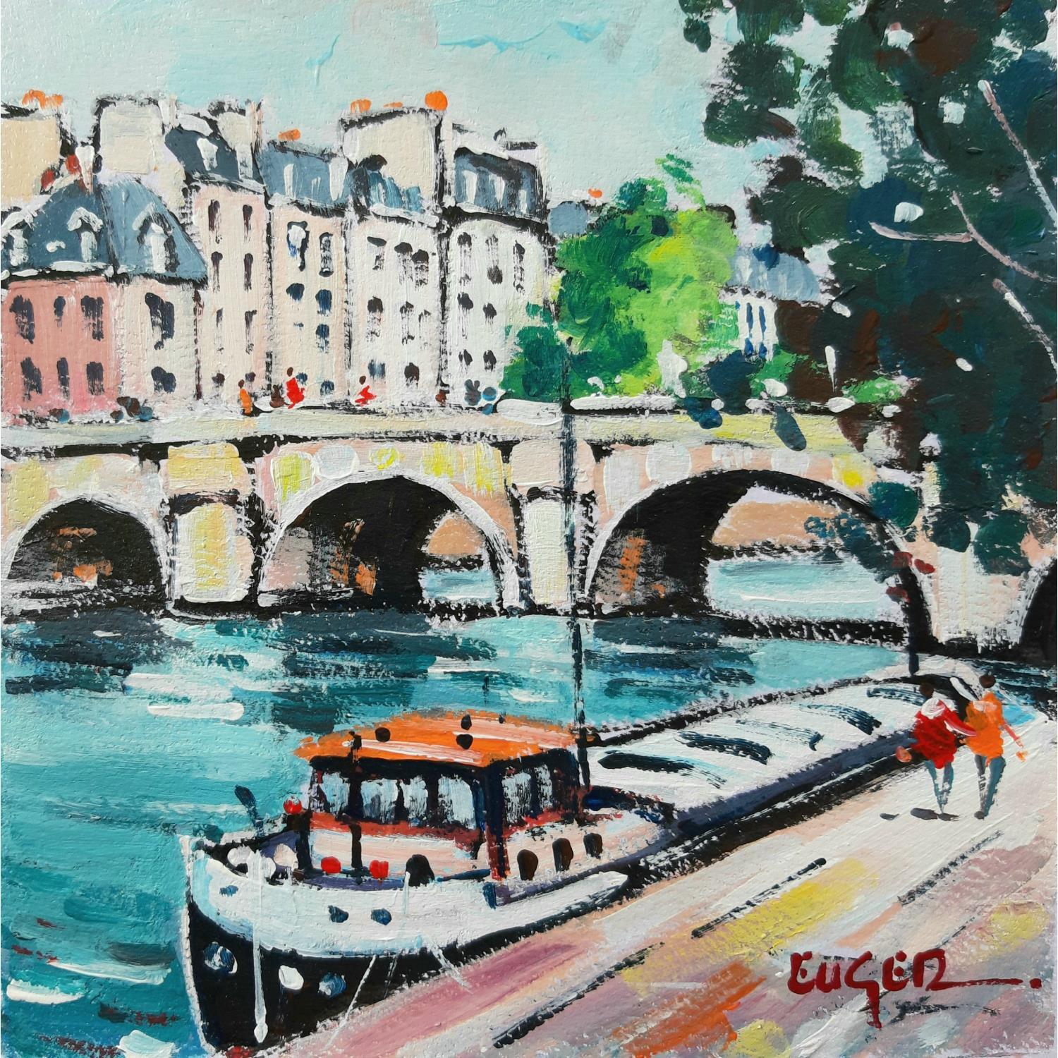 ▷ Painting PARIS, LA SEINE AU PONT NEUF by Euger