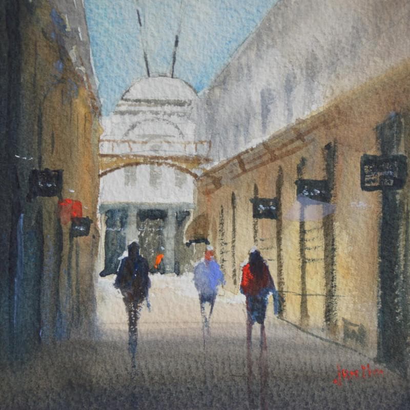 Painting Passage by Min Jan | Painting Figurative Watercolor Urban