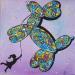Peinture Balloon dog par Fanny | Tableau Street Art Urbain Animaux Enfant Bois