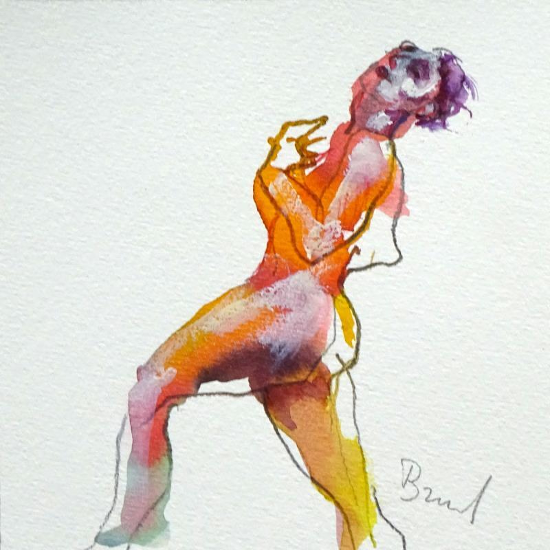 Painting Méline debout by Brunel Sébastien | Painting Figurative Nude Watercolor