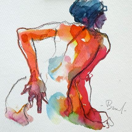 Painting Méline dans l'ombre 2023 by Brunel Sébastien | Painting Figurative Watercolor Nude, Pop icons
